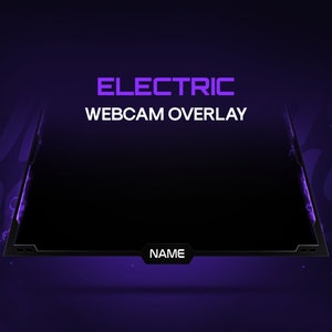 May include: Purple and black webcam overlay with the text "ELECTRIC WEBCAM OVERLAY" and "NAME" in a rectangular frame.