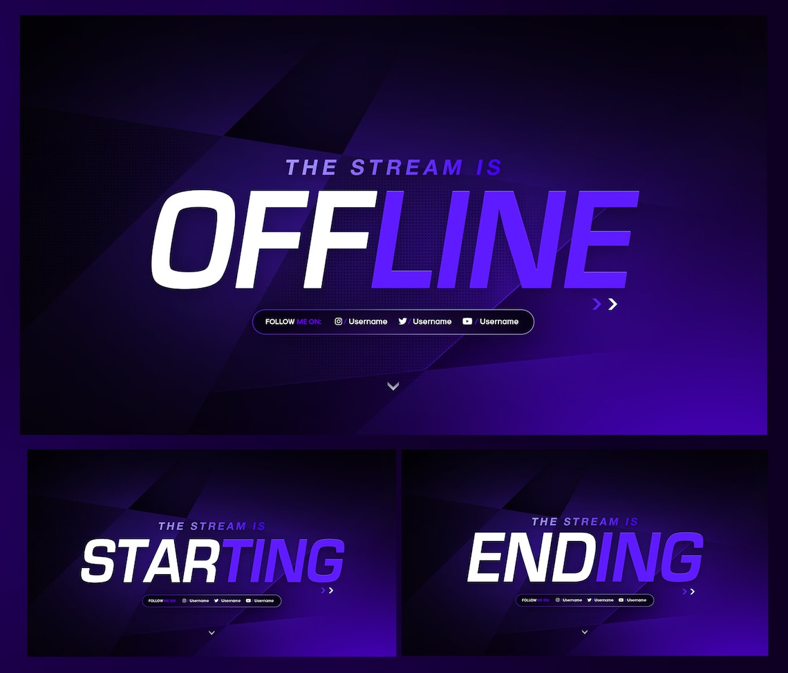 Purple Stream Overlay Pack // Minimal Full Stream Overlay Pack Template