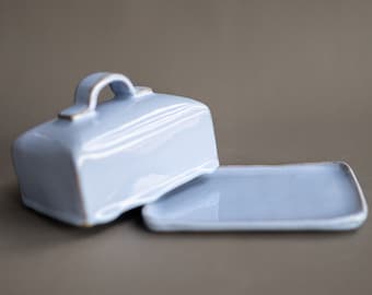 Covered Butter Dish With Handle | Gray Covered Ceramic Butter Dish | Housewarming Gift | Butter Holder | Butter Crock | MADE TO ORDER