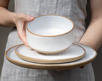 Servies Instelling 3 Stuk Keuken Decor Steengoed Servies Rustiek Keramiek Nieuw Huis Cadeau Bruiloft Moderne Diner Plaat | OP BESTELLING GEMAAKT