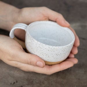 Cappuccino Mug Set 8oz Mug Ceramic Mug Coffee Cup Speckled Pottery Mug New Home Gift For Her Rustic Modern Kitchen Stoneware | MADE TO ORDER