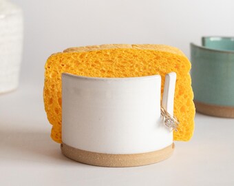Ceramic Sponge And Ring Holder | Unique Kitchen Jewelry Organizer Storage Tool | Pottery Wedding Gift | Handmade New Home Gift For Her