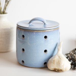 Lidded Jar Garlic Keeper Large Pottery Cooking Gift Ceramic Garlic Crock Modern Kitchen Storage Jars New Home Gift For Her | MADE TO ORDER