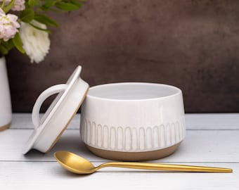 New Home Gift Kitchen Gift Ceramic Sugar Jar With Lid Sugar Canister Modern Kitchen Organization Kitchen Storage Handmade | MADE TO ORDER