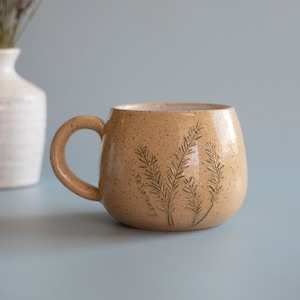 Coffee Mug Ceramic Plant Gardening Gift For Her Rosemary Mug Speckled Handmade Pottery Nature Kitchen Decor Personalized | MADE TO ORDER
