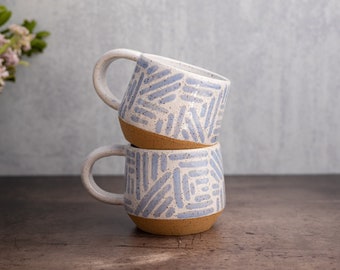 Ceramic Mug Coffee Mug Speckled 16oz Mug Mid Modern Abstract Geometric Mug Kitchen Decor Housewarming Gift For Her Handmade | MADE TO ORDER