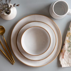 Mid Century Modern Plate Set Handcrafted Custom Ceramic Dinnerware Wedding Gift Kitchenware New Home Gift For Her Stoneware | MADE TO ORDER
