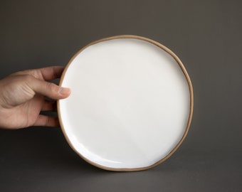 Ceramic Salad Plate, Dinnerware, Ceramic Tableware, Stoneware Plate, Raw Edge, Housewarming Gift, Minimalist Modern Plates | MADE TO ORDER