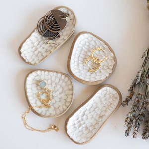 Small Ring Dish Jewelry Trinket Dish Ring Holder Bride Wedding Gift For Her Mid Century Boho Tray Set of 2 Handmade Pottery | MADE TO ORDER