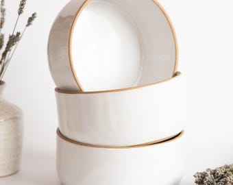 Kitchen Serving Bowl Ceramic Dinnerware Bowl Set Stoneware Kitchen Decor White Modern Handmade Pottery New Home Gift For Her | MADE TO ORDER