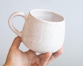 Ceramic Speckled Belly Mug 16oz Large Coffee Mug Cute Handmade Gift For Her Anniversary Gift Rustic Kitchen Decor Stoneware | MADE TO ORDER