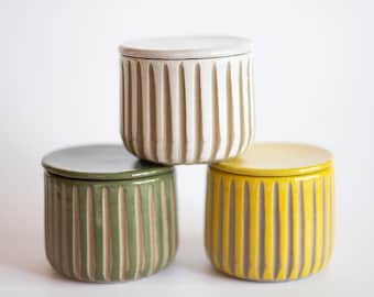 Mini Fluted French Butter Keeper | Small Butter Dish | Stoneware Ceramic Butter Crock | Countertop Storage | Handmade Retro Kitchen Gift