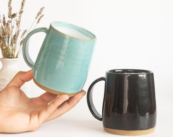 Large Ceramic Tankard Mug | Handthrown 20oz Coffee Mug | Modern Tall Pottery Cup | Handmade Stoneware Drinkware | Housewarming Gift For Her