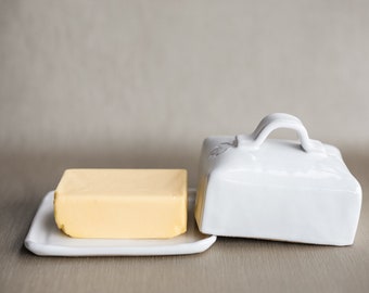 Covered Butter Dish Lidded Ceramic Butter Dish with Handle European Butter Dish Hostess Gift Housewarming Gift For Her | MADE TO ORDER