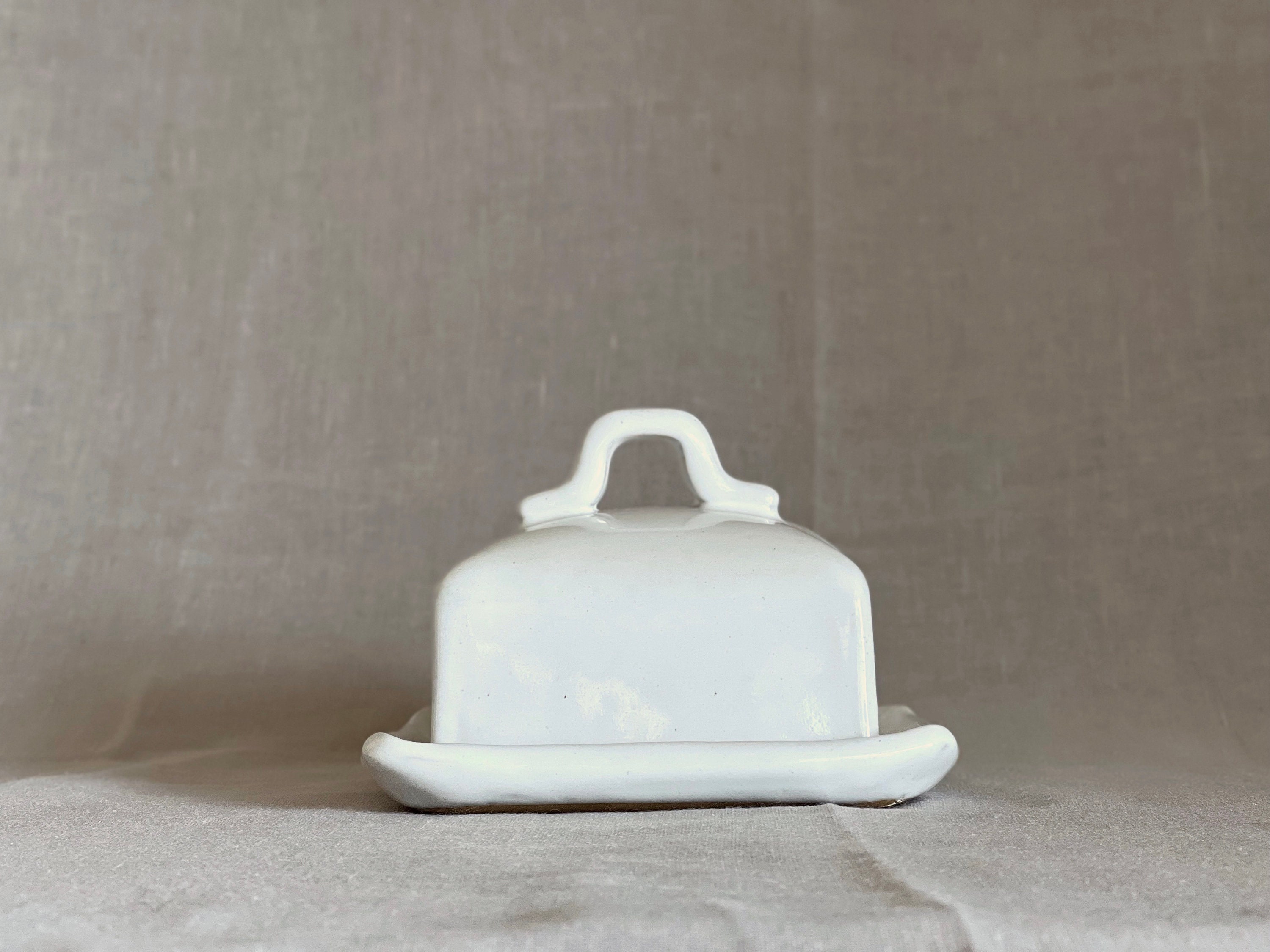 Covered Butter Dish With Handle Ceramic Butter Dish Square Etsy