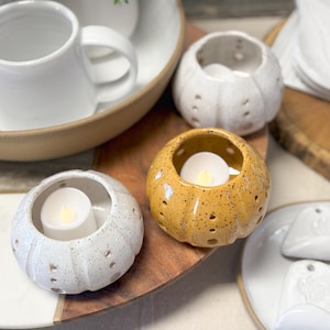 Luminary Candle Holder Tea Light Handmade Ceramic Votive Rustic Clay Lantern Housewarming Gift For Her Bedroom Shelf Decor | READY TO SHIP