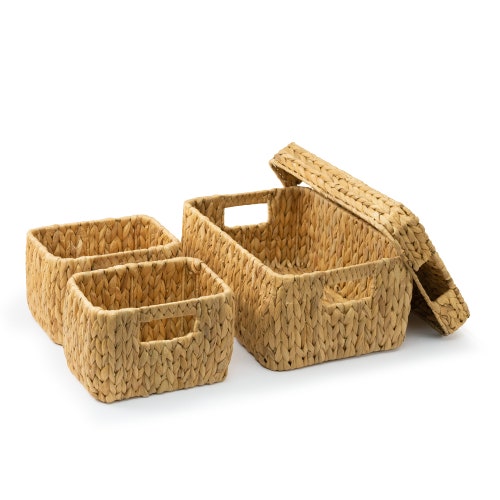 Natural Seagrass Wicker Baskets Set of 34 Stackable Storage Etsy