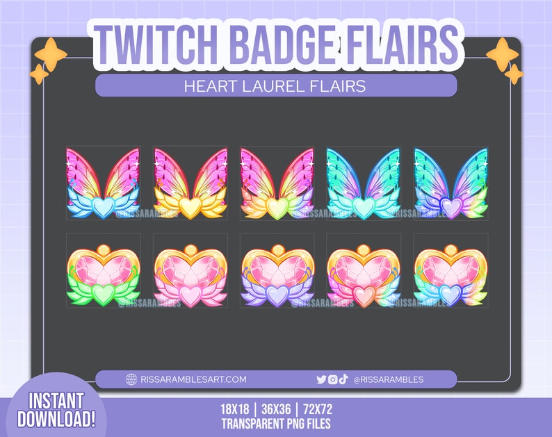 Laurel Heart Twitch Sub Badge Flair Bit Badges Twitch Sub Badges Stream Twitch Badge Flair Twitch Badges image 3