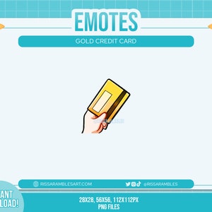 Tarjeta de crédito Twitch Emote, Gold / Discord Emojis / Kick Emotes / Custom Twitch Emotes / Stream Emotes / Channel Points