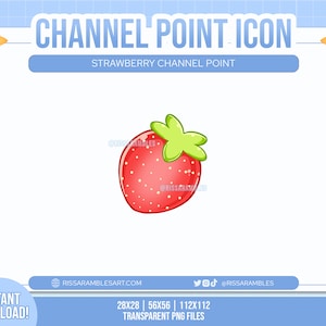 Strawberry Channel Points Icon: Twitch Sub/Bit Badges (Digital Download)