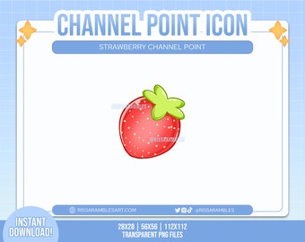 Strawberry Channel Points Twitch | Twitch Emotes | Twitch Sub Badges | Twitch Bit Badges