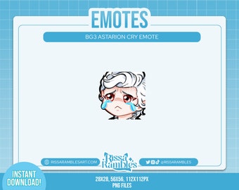 BG3 Astarion Emote for Twitch, Discord (Cry) | Custom Twitch Emotes | Baldurs Gate 3 | Vampire Emotes | Discord Emotes | Kick Emotes