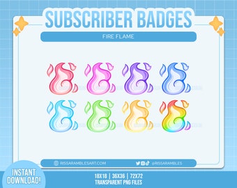 Flame Twitch Sub Badges | Bit Badges | Channel Points | Stream | Discord Roles