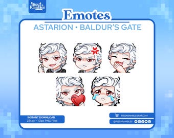 Astarion Vampire Emotes for Twitch, Discord - Baldur&#39;s Gate 3 (Digital Download)