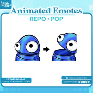 Blue Repo Popcat Animated Emote for Twitch/Discord (Digital Download)