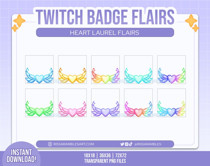 Laurel Heart Twitch Sub Badge Flair Bit Badges Twitch Sub Badges Stream Twitch Badge Flair Twitch Badges image 1