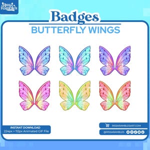 Kawaii Fairy Wing Butterfly Sub Badges Twitch | Cottage core | Fairy Badges | Butterfly Wing Badges | Discord Role Icons | Butterfly Twitch