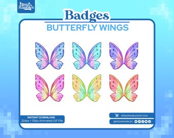 Kawaii Fairy Wing Twitch Sub Badges: Cottagecore Butterfly Set (Digital Download)