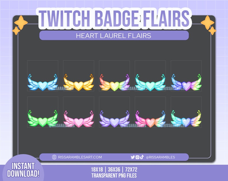 Laurel Heart Twitch Sub Badge Flair Bit Badges Twitch Sub Badges Stream Twitch Badge Flair Twitch Badges image 2