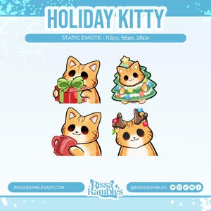 Orange Cat Twitch Emotes Pack | Christmas Emotes | Animated Christmas Emotes | Animated Cat Emotes