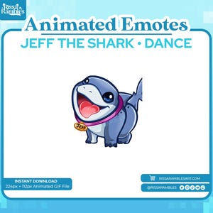 Jeff the Shark Animated Emotes: Twitch & Discord (Digital Download)