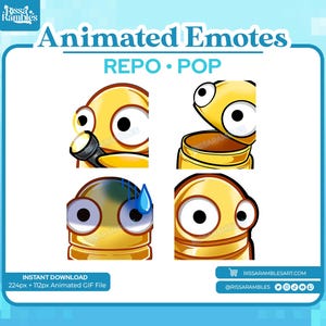 REPO Emotes Pack Animated for Twitch, Discord (Yellow) | Side Eye Animated Emote | Discord Stickers | Repo Game | Twitch Emotes Animated