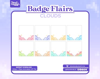 Cloud Twitch Sub Badge Flair: Colorful Streamer Badges (Digital Download)