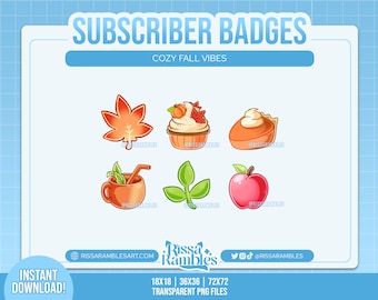 Cute Fall/Autumn Sub Badges for Twitch, Kick, Discord | Twitch Bit Badges | Twitch Sub Badges | Kick Sub Badges