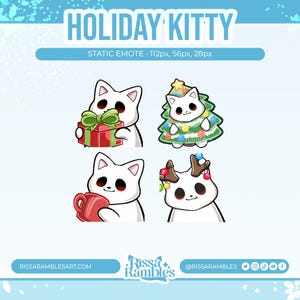 White Cat Twitch Emotes Pack | Christmas Emotes | Animated Christmas Emotes | Animated Cat Emotes