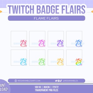 Flame Twitch Sub Badge Flair | Twitch Sub Badges | Bit Badges | Twitch Badge Flair