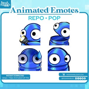 Blue Repo Animated Emotes Pack: Twitch/Discord Stream Emotes (Digital Download)