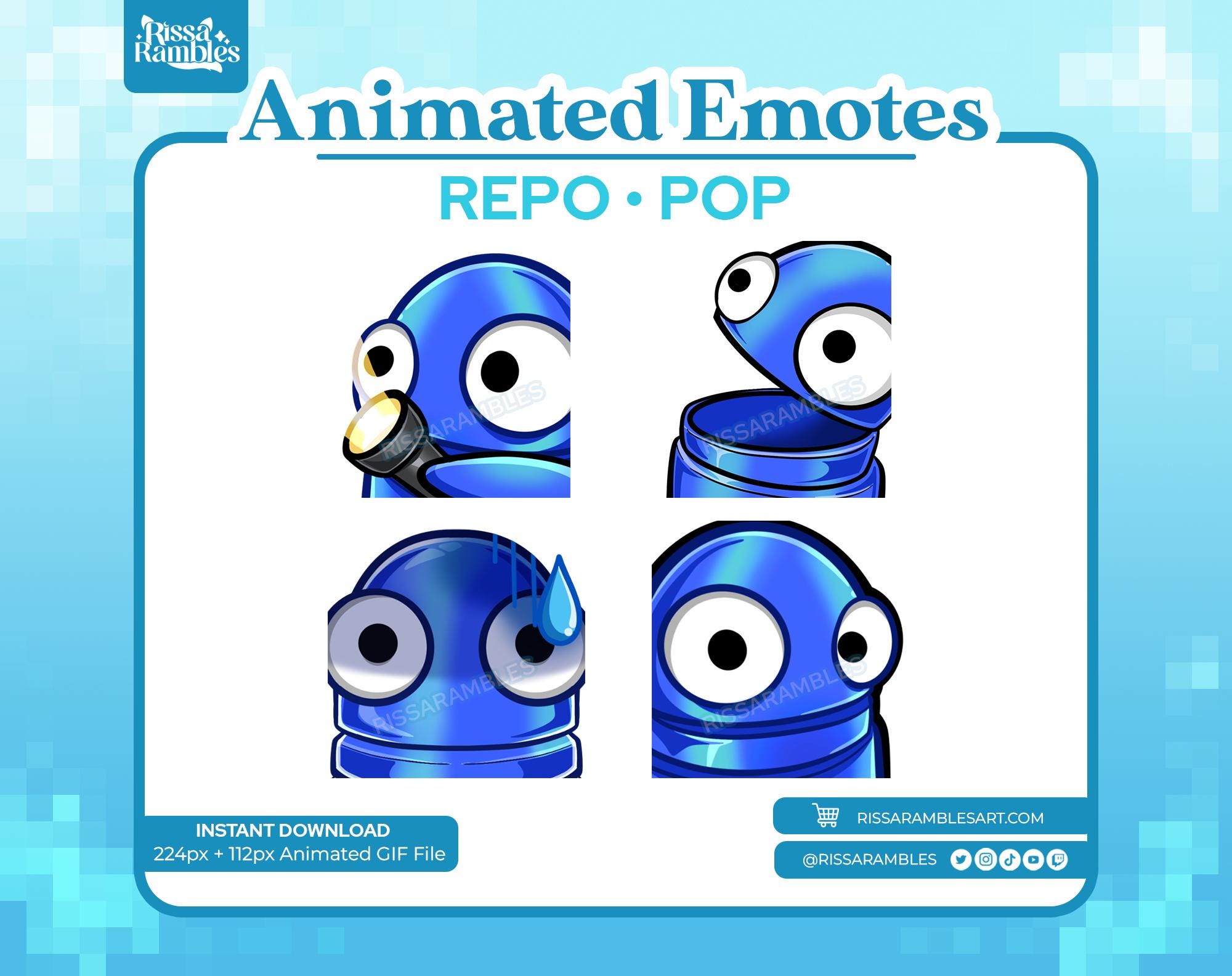 Blue Repo Animated Emotes Pack: Twitch/discord Stream Emotes (digital ...
