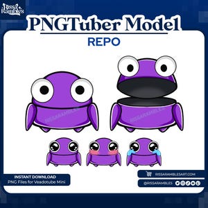 REPO PNGtuber Model Chibi (Purple) | REPO Game | PNGTuber Premade | VTuber Assets | R.E.P.O