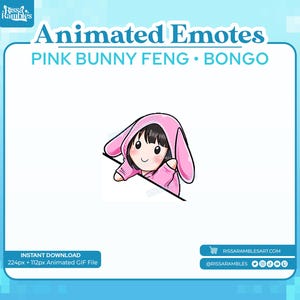 Pink Bunny Feng Min Bongo Emote | Animated Emotes | Twitch Emotes | Discord Emotes | Dead by Daylight Emotes | Kick Emotes | DBD Feng Min