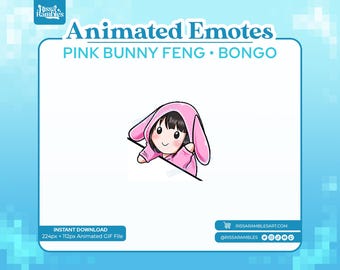 Animated Pink Bunny Feng Min Emote: Twitch/Discord/Kick (Digital Download)