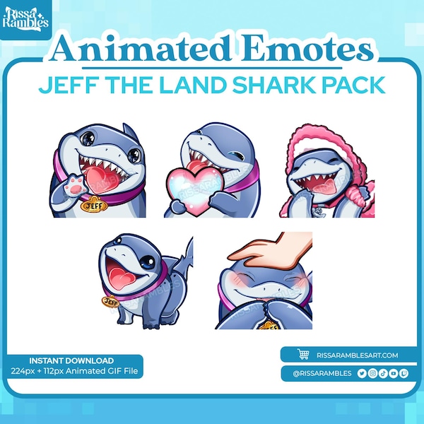 Jeff the Shark Emote Pack (Animated) | Twitch Emotes | Animated Emotes Twitch | Marvel Rivals Emotes