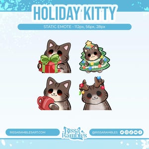 Christmas Cat Animated Twitch Emotes Pack (Digital Download)
