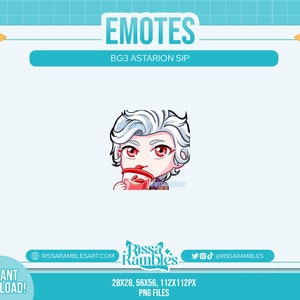 Astarion Sipping Emote: Baldur&#39;s Gate 3 Twitch/Discord Emoji (Digital Download)
