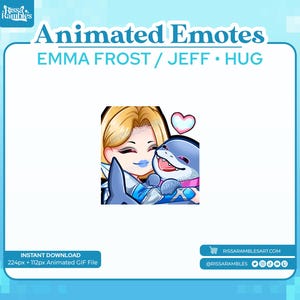 Emma Frost Hug Animated Emote: Jeff the Shark, Twitch, Discord (Digital Download)