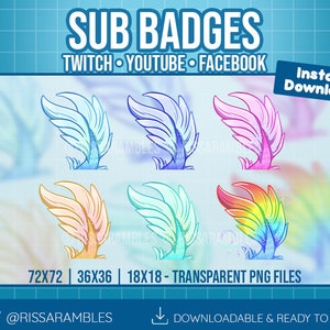 Mermaid Twitch Sub Badges Twitch Badges Cute Mermaid Tails Bit Badges, Cheermotes, Channel Points for Twitch, Discord, YouTube Gaming image 2